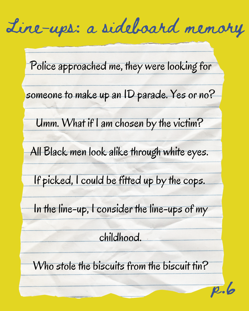 A notebook with an excerpt from Pete Kalu's new memoir, Act Normal: Joy and Despair in Postcolonial Britain, that is publishing October 23rd 2025